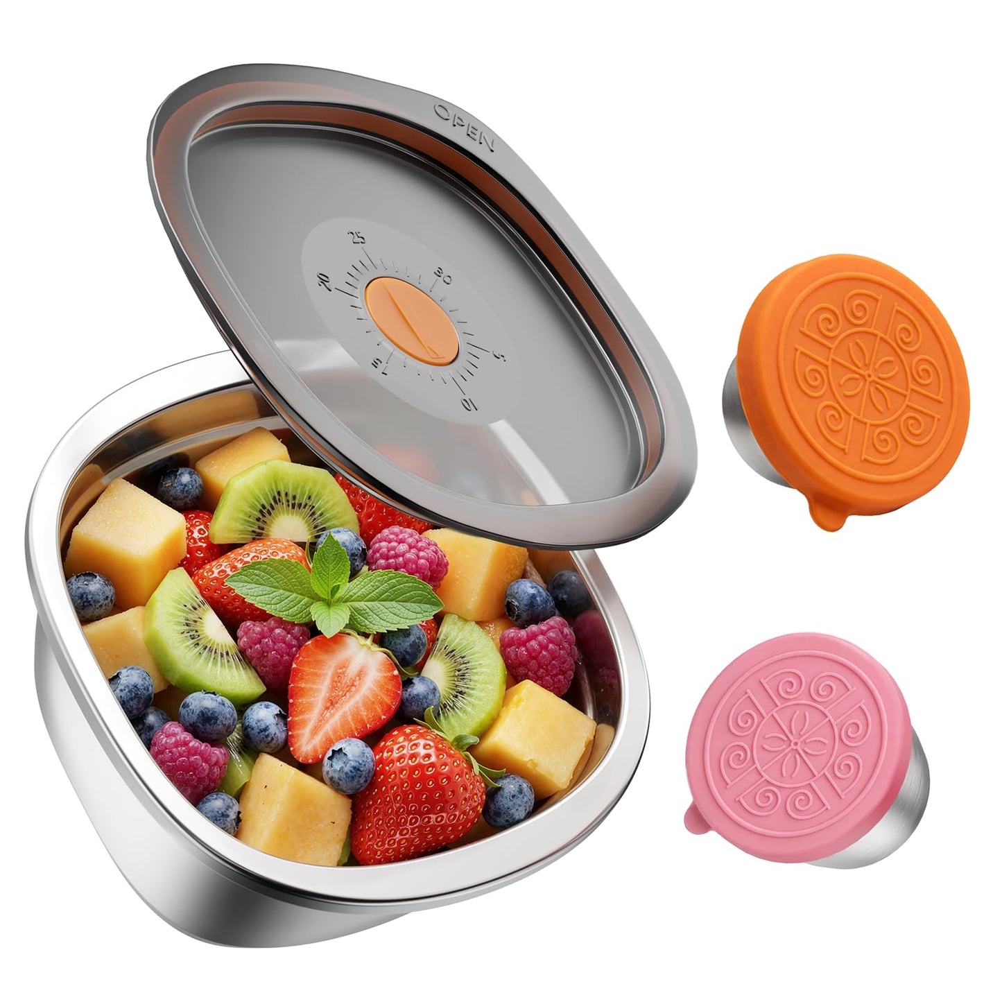 Sxueg Stainless Steel Salad Bowls to go for Lunch Container Kit, 50oz 1 Set