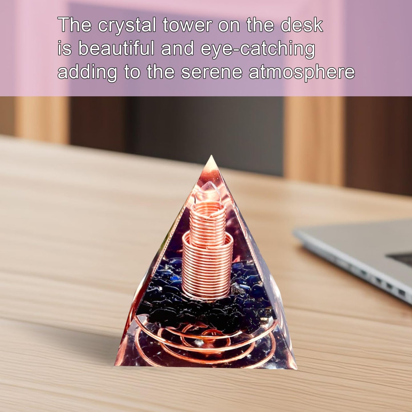 Saefheled Crystal Column Orgone Pyramid,Natural Energy Obsidian&White Quartz Orgonite Crystal Healing Pyramids,for Reduce Stress, Balance Chakra,Meditation Attract Luck,Accumulate Wealth Health(6cm)