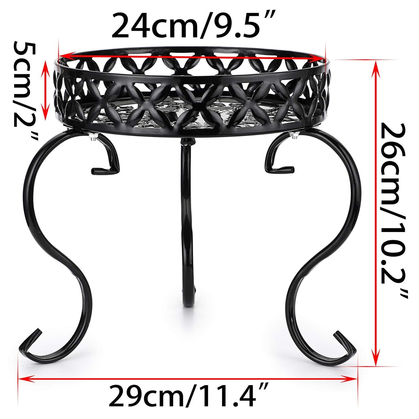 OwnMy Metal Round Plant Stand Indoor Outdoor Iron Flower Pot Holder, Heavy Duty Plant Stand Display Potted Rack for Home, Garden, Patio, Black