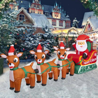8FT Christmas Inflatables Outdoor Decoration Christmas Blow Up Yard Decorations Inflatable Santa Claus on Sleigh with Reindeers Outdoor Indoor Holiday Lawn Yard Decor