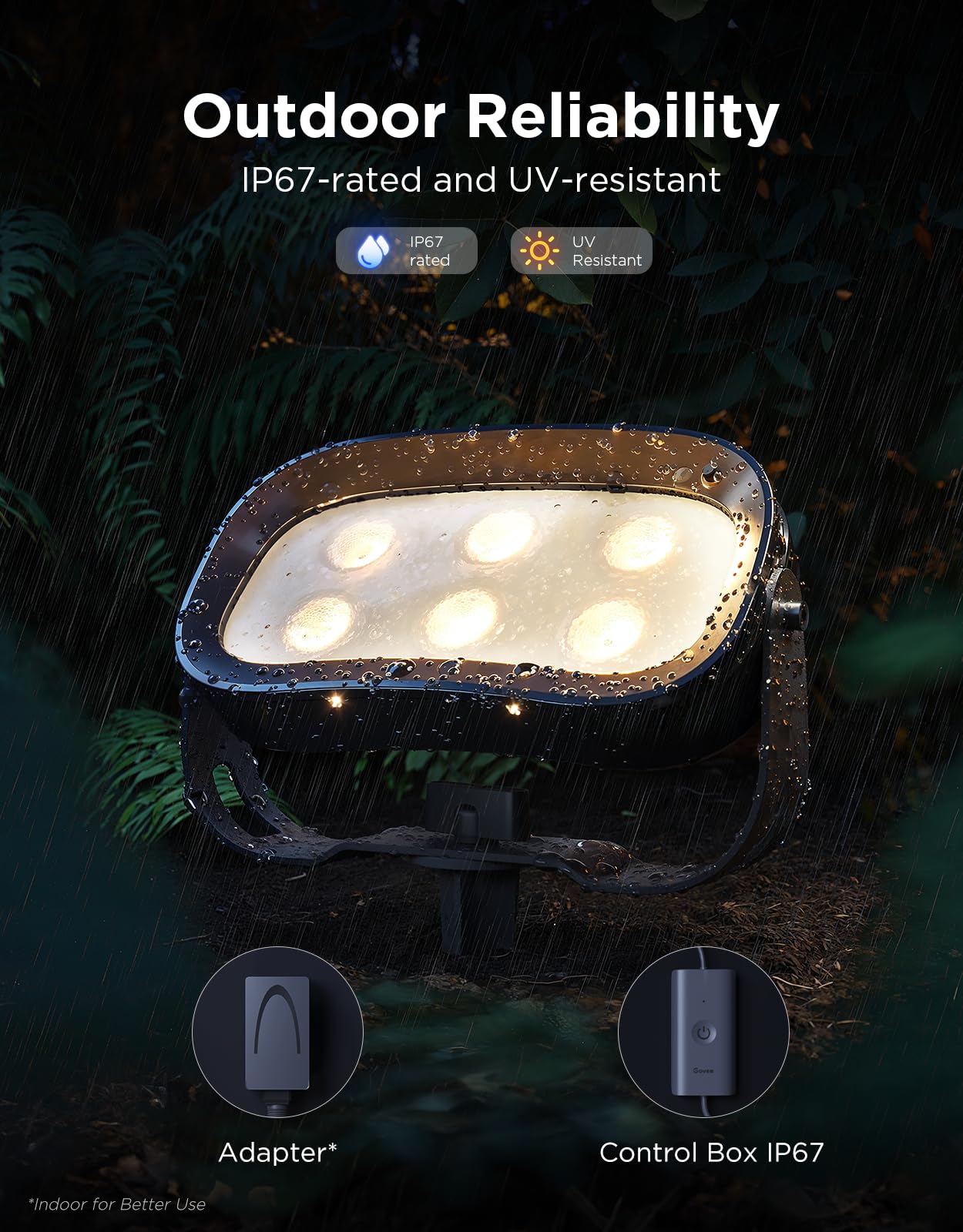 Govee Outdoor Tree Lights 3-Pack, RGBWIC LED Landscape Lighting, Outdoor Lights for Yard Garden Patio, 66 Scene Modes for Holiday Party and Event, App Control, Google Assistant, Matter
