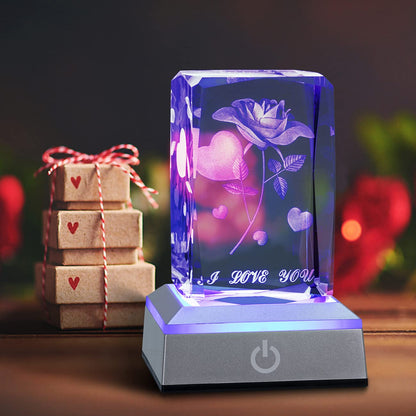 hochance 3D Rose Crystal Nightlight,Perfect Mothers Day Gifts for Wife Her Mom from Daughter Husband Son，Mother's Day Ideas Unique Anniversary Birthday Decolamp Presents