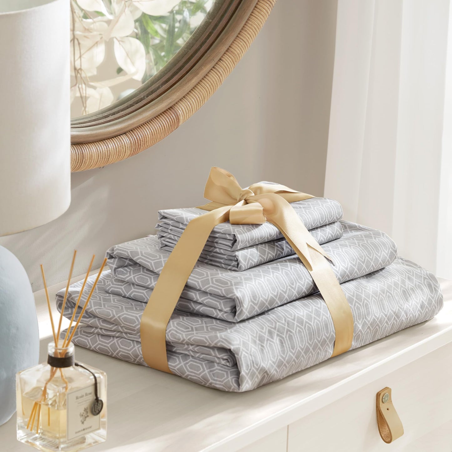 Comfort Spaces 100% Cotton Sheet Set Breathable, Lightweight, Soft with 14" Elastic Pocket Fits up to 16" Mattress, All Season Cozy Bedding, Matching Pillow Case, King Diamond Taupe 4 Piece