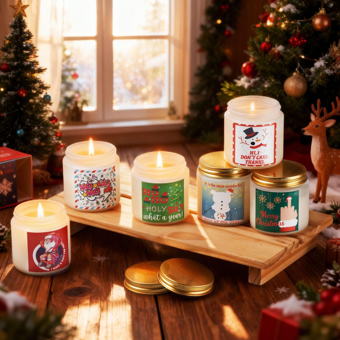 Conelist 12 Pcs Funny Christmas Scented Candles Xmas Funny Gifts for Women Offensive Candles Holiday Creativity Christmas Decor 3.5 oz Soy Wax Candle for New Year Give to Colleagues and Friends