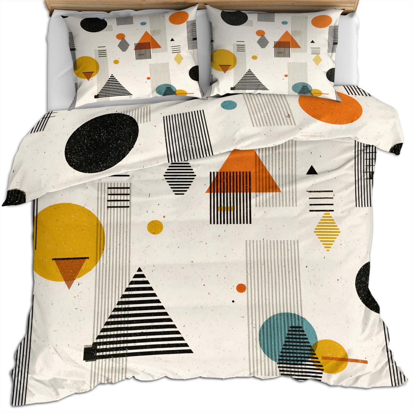QINYUN Middle Ages Abstract Duvet Cover Queen Size, Retro Beige Bedding Set 3 Piece Bedroom Decor Modern Minimalism Patterned Comforter Cover with Zipper Ties & 2 Pillowcases
