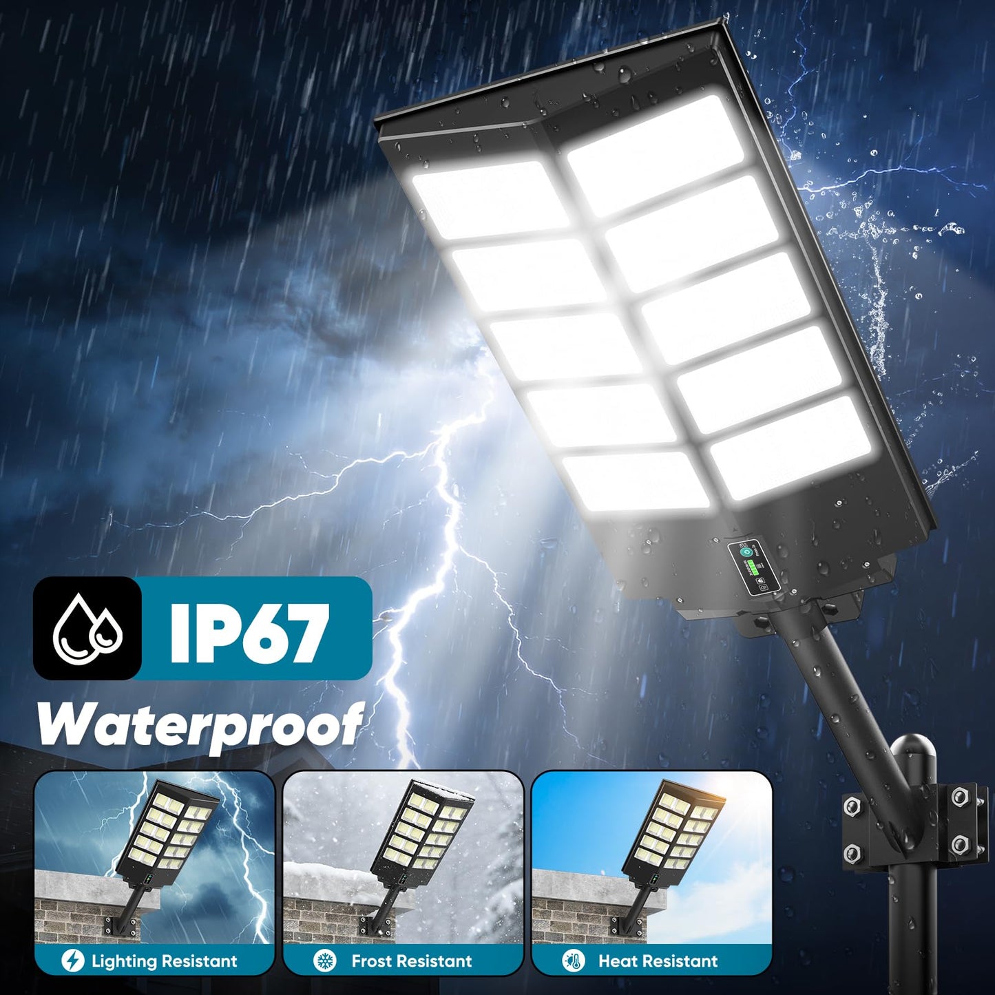 2 Pack 26" Large Solar Street Lights Outdoor Waterproof - 9000W 120000LM Solar Powered Parking Lot Light Dusk to Dawn,Motion Sensor Commercial LED Solar Flood Lights Remote Control