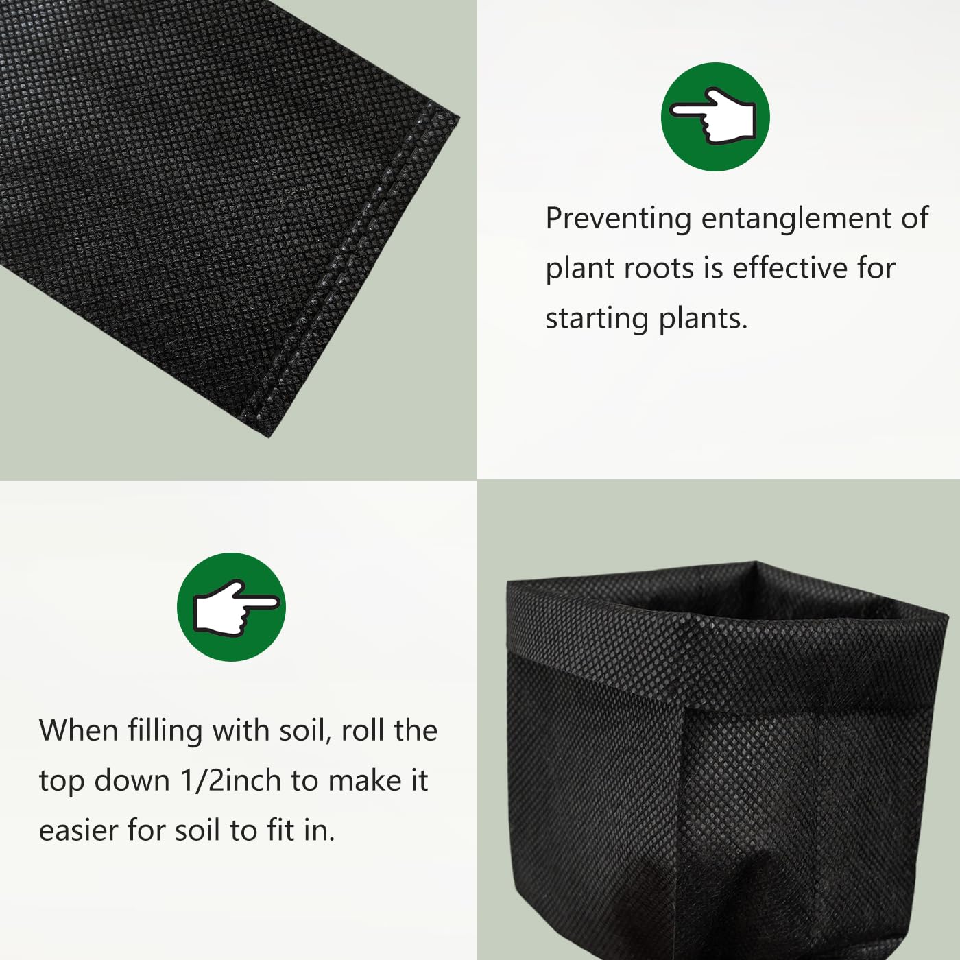 Belit 0.2 Gallon Nursery Growing Bags, 100 Pcs Non-Woven Plant Bag for Gardening, Potato, Flower, Tomato Plant Starts
