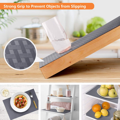 StaHom Shelf Liners for Kitchen Cabinets Refrigerator Liners Waterproof & Oil-Proof Kitchen Cupboard Liner Plastic Drawer Mats EVA Material Non Adhesive Fridge Liner for Shelves Gray 11.8 x 59 Inch