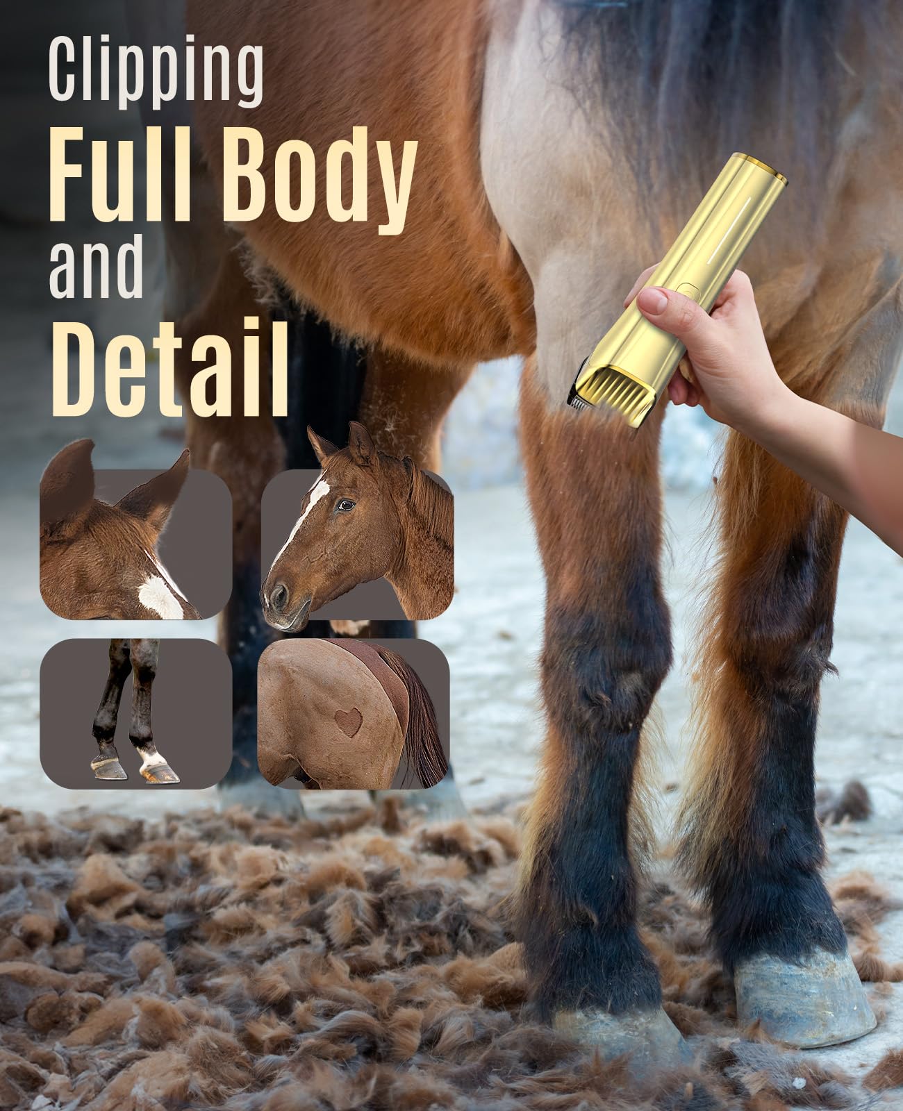 oneisall Horse Clippers,Low Noise Cordless Horse Grooming Kit for Horse Thick and Matted Long Hair