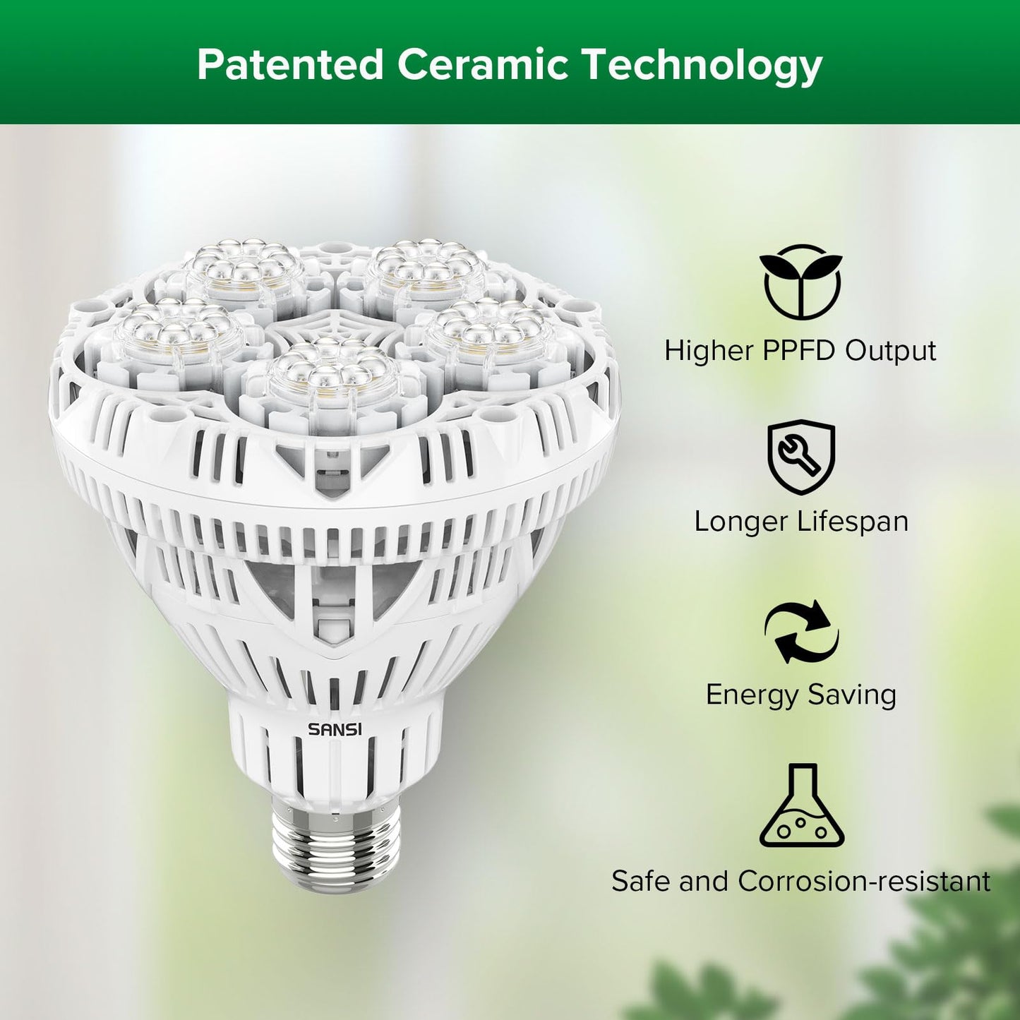 SANSI Grow Lights for Indoor Plants, 4 Dimmable Levels 30W Full Spectrum Plant Lights for Indoor Growing, Tripod Stand Adjustable 30"-55" Plant Grow Light with Remote Control Auto Timer
