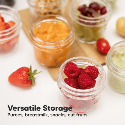 KeaBabies 12pk 4oz Glass Baby Food Containers with Lids - Leak-Proof, Microwavable Small Glass Jars, Baby Purees & Toddler Snack Storage Containers, BPA-Free, Dishwasher & Freezer Safe (Nord)