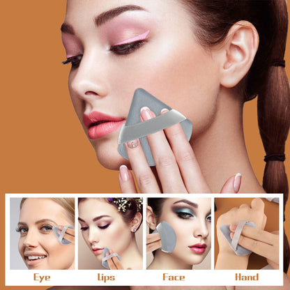 Pimoys 6 Pieces Powder Puff Face Makeup Sponge Soft Velour Triangle Powder Puffs Beauty Sponge Stocking Stuffers for Loose Powder (Black, Pink)