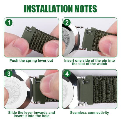 Vicloon Nylon Fabric Watch Straps, Pack of 2 Quick Release Watch Strap 20mm Nylon Replacement Watch Band for Men and Women Multicolors (Black+Green)