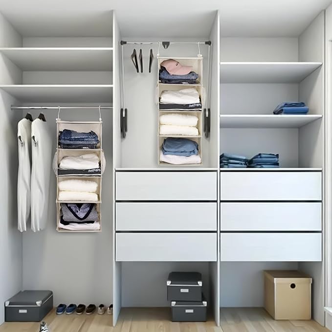 MAX Houser 4 Tier Shelf Hanging Closet Organizer, Space Saver, Closet Hanging