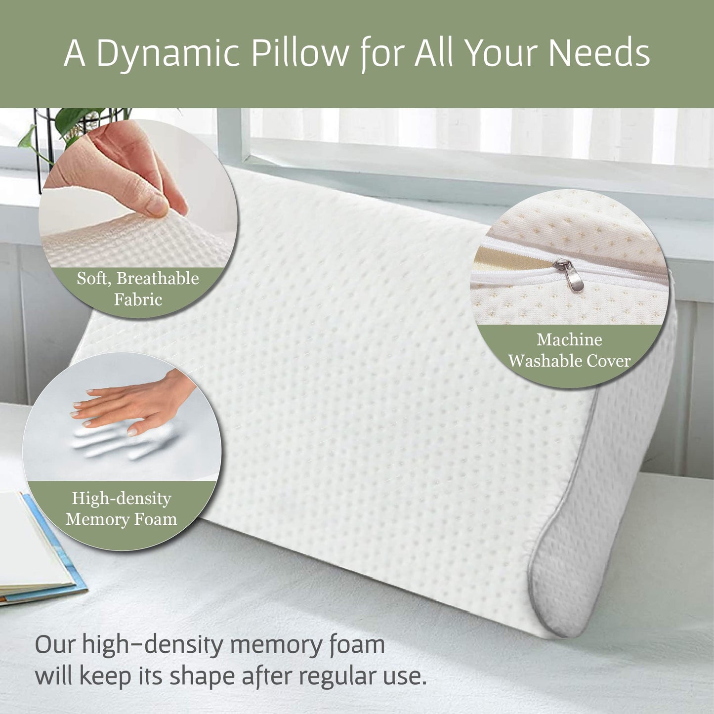 Cervical Spine Pillow for Neck Pain, Shoulder Pain - Orthopedic Memory Foam Support for Side and Back Sleepers - Neck Pillow for Sleeping, Soft Memory Foam (Original Wave Design)
