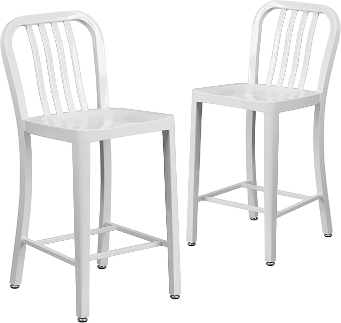 Flash Furniture Gael Commercial Grade 2 Pack 24" High White Metal