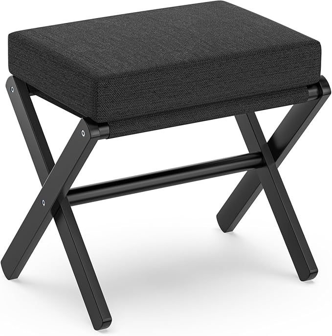 BAMBOOHOMIE Foldable Foot Stool Ottoman, Small Padded Foot Rest