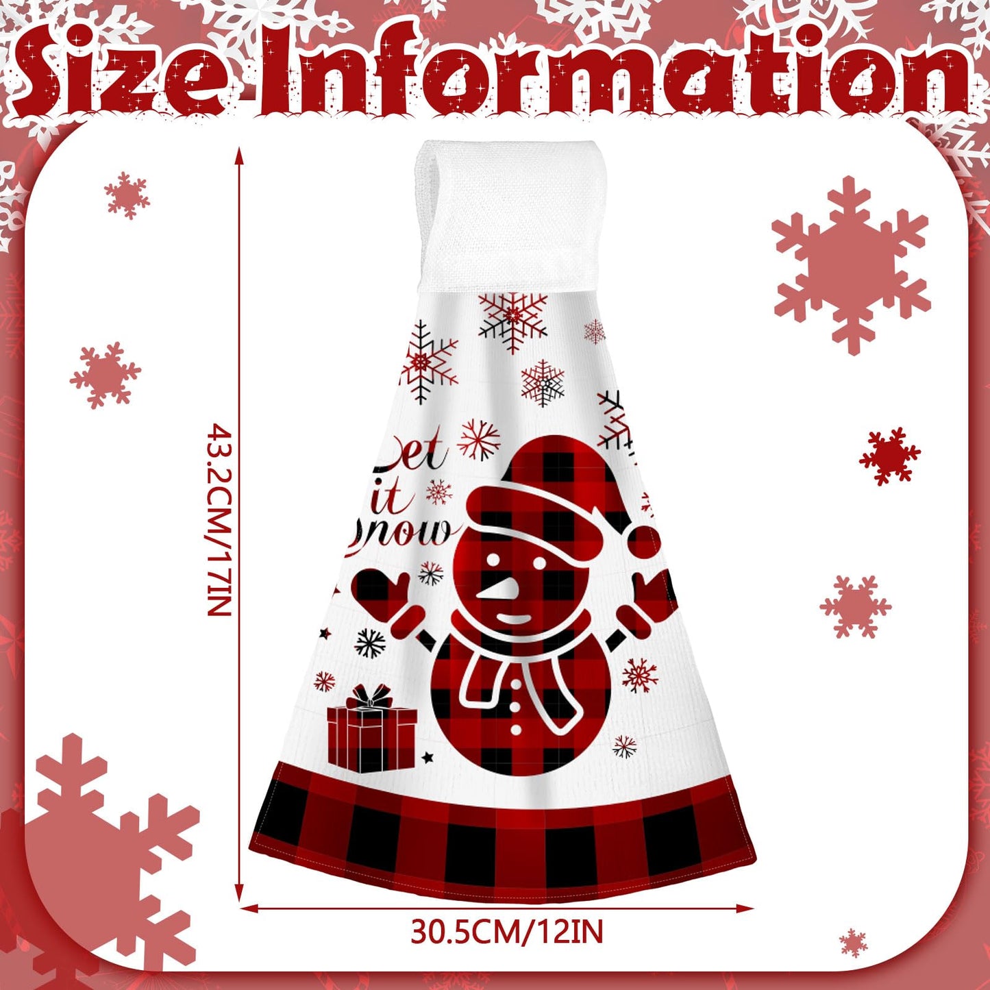 Jingmore 6 Pcs Christmas Hanging Kitchen Towels with Loop Buffalo Plaid Red and Black Hand Tie Towels Microfiber Drying Baking Cooking Cloth