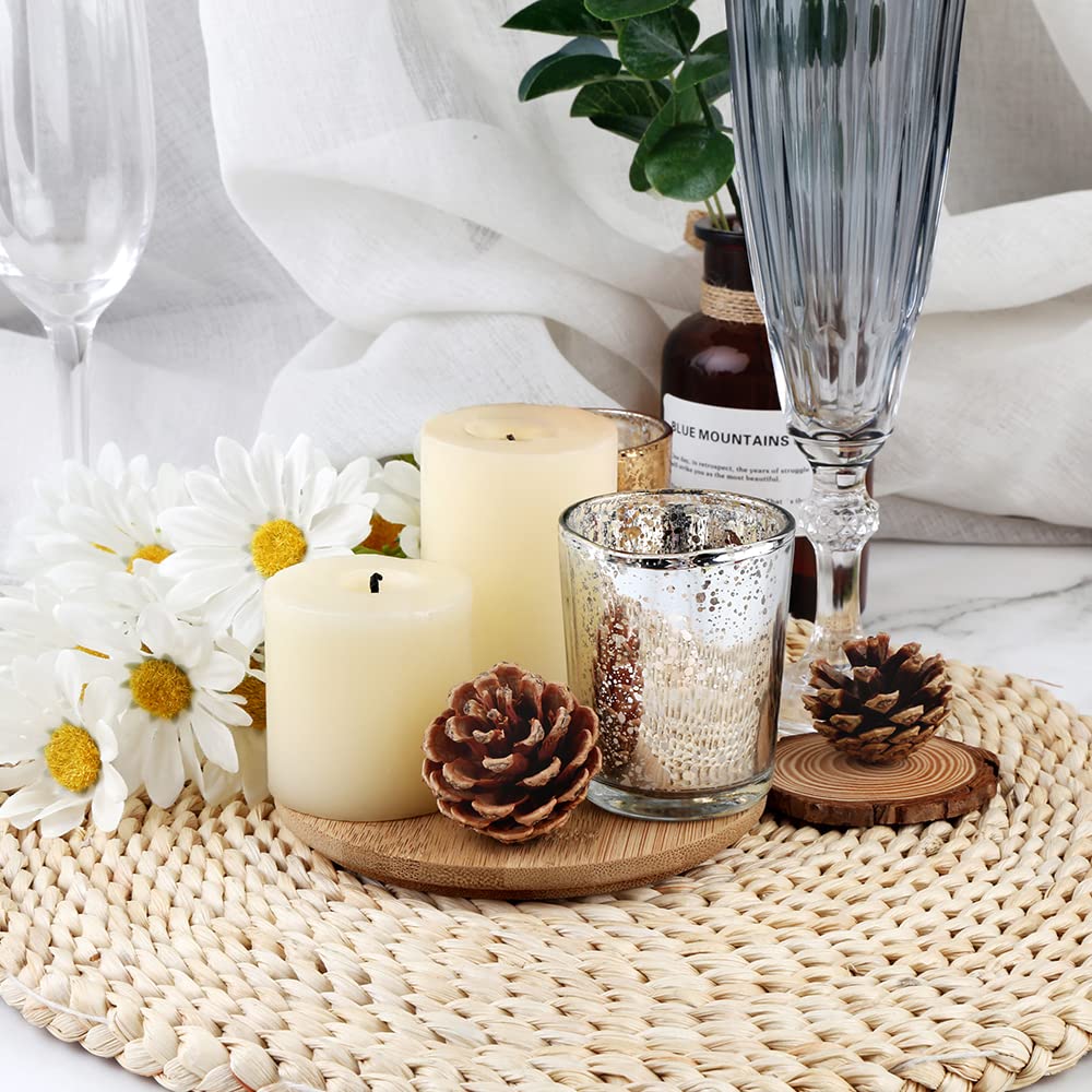 BTGLLAS Silver Mercury Glass Tea Light Holders Set of 36 - Elegant Votive Candle Holders for Weddings, Showers and Home Decor - Perfect for Table Centerpieces and Parties (Glass, Silver)