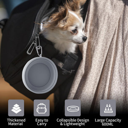 SLSON Spill Proof Dog Water Bowl for Cars,Collapsible No Splash Dog Travel Bowls Integrated Molding Portable Pet Bowl for Vehicle Road Trip Truck,RV,SUV,Boat Accessories (Cold Grey)