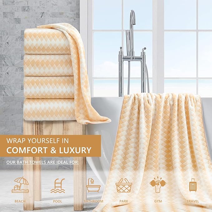 4 Piece Extra Large Bath Towel Set Oversized Bath Sheet 35"x70" Bathroom Towel