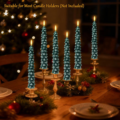 ilifemate Christmas Tree Candles Lights with Timer, Flameless LED Candles with Remote, 2 Modes & Brightness, Battery Operated Christmas Decorations for Holiday Party & Home Decor 6 Pcs