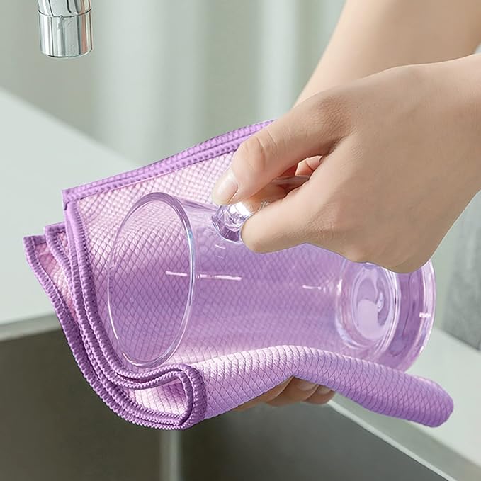 SINLAND Microfiber Glass Cleaning Cloth, Lint Free Cleaning Cloths