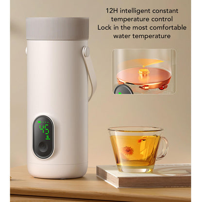 Dpofirs Portable Electric Kettle, 350ML Tea Coffee Hot Water Boiler, 27000mAh USB Rechargeable, Fast Boiling, Temperature Controls, for Camping Travel (US Plug)