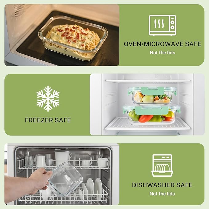 HOMBERKING 8 Pack Glass Food Storage Containers