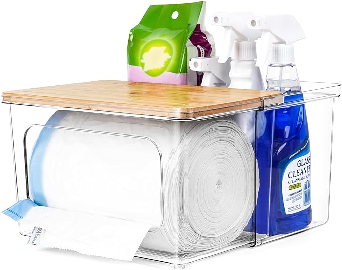 Trash Bag Dispenser Under Sink Organizer, 2-in-1 Acrylic Trash Bags Holder