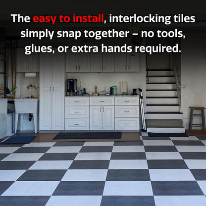 Big Floors GarageDeck Garage Floor Tiles, Interlocking Garage Flooring, Coin Pattern Non-Slip Heavy-Duty Copolymer Modular Tile (Graphite, 48 Pack of 12 x 12" Tiles, 48 Sq Ft)
