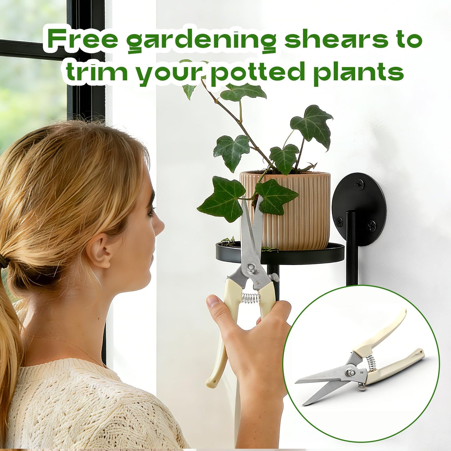 Hanging Planters for Indoor Plants with Garden Shears, 4 Pack Modern Wall Plant Holder & Plant Hanger Indoor, Metal Hanging Planter Set, Window Hanging Plant Holder & Plant Hanger for Home Decor