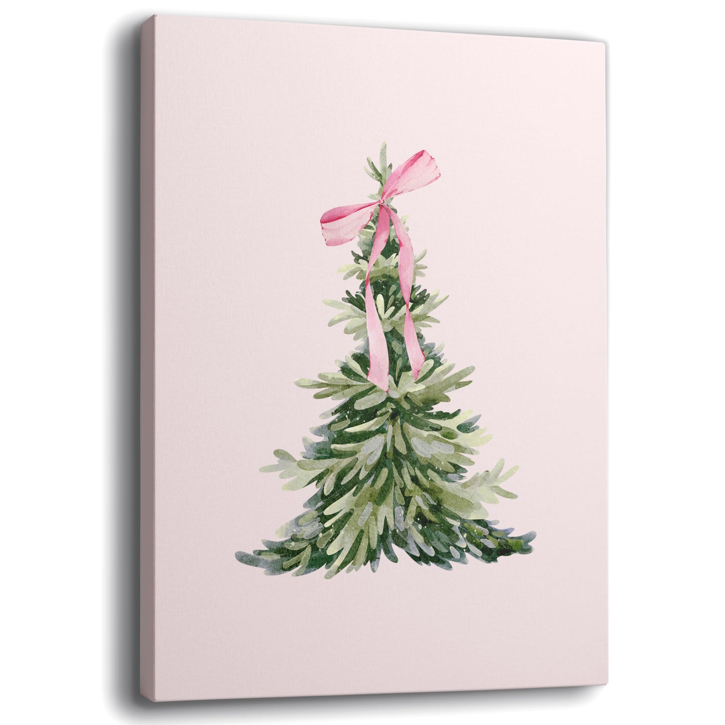 JWVK Ty-You-031 Prints Pink Coquette Bow Trendy Christmas Pine Tree Framed Wall Art Canvas Decor Decorations for Bedroom, Pink Christmas Signs Sign, 11x14
