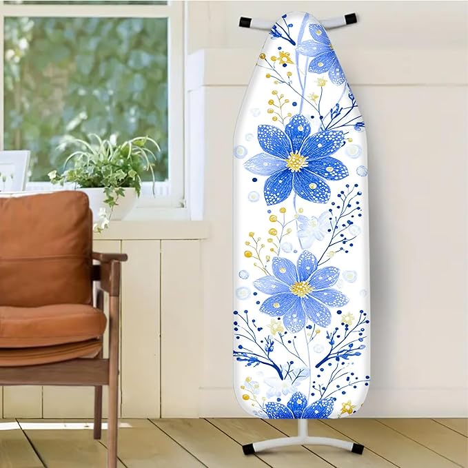Nuxovilar Blue Flower & Yellow Bud Ironing Board Cover, 15 * 54inch, Fit Most