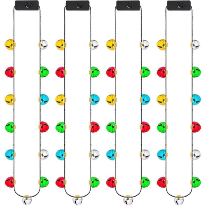 NOVWANG 4Pcs Christmas Light Necklace, Jingle Bell Light up Christmas Necklace for Xmas Winter New Year Ugly Sweater Holiday Party Supplies Accessories