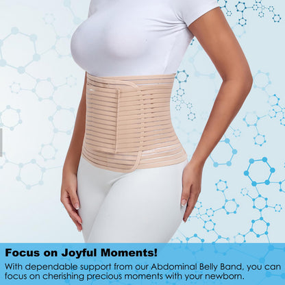 Postpartum & Post Surgery Abdominal Binder. Postpartum Belly Band Support Recovery after C-Section, Natural Birth, Hysterectomy, Hernia Belt (Beige,L)