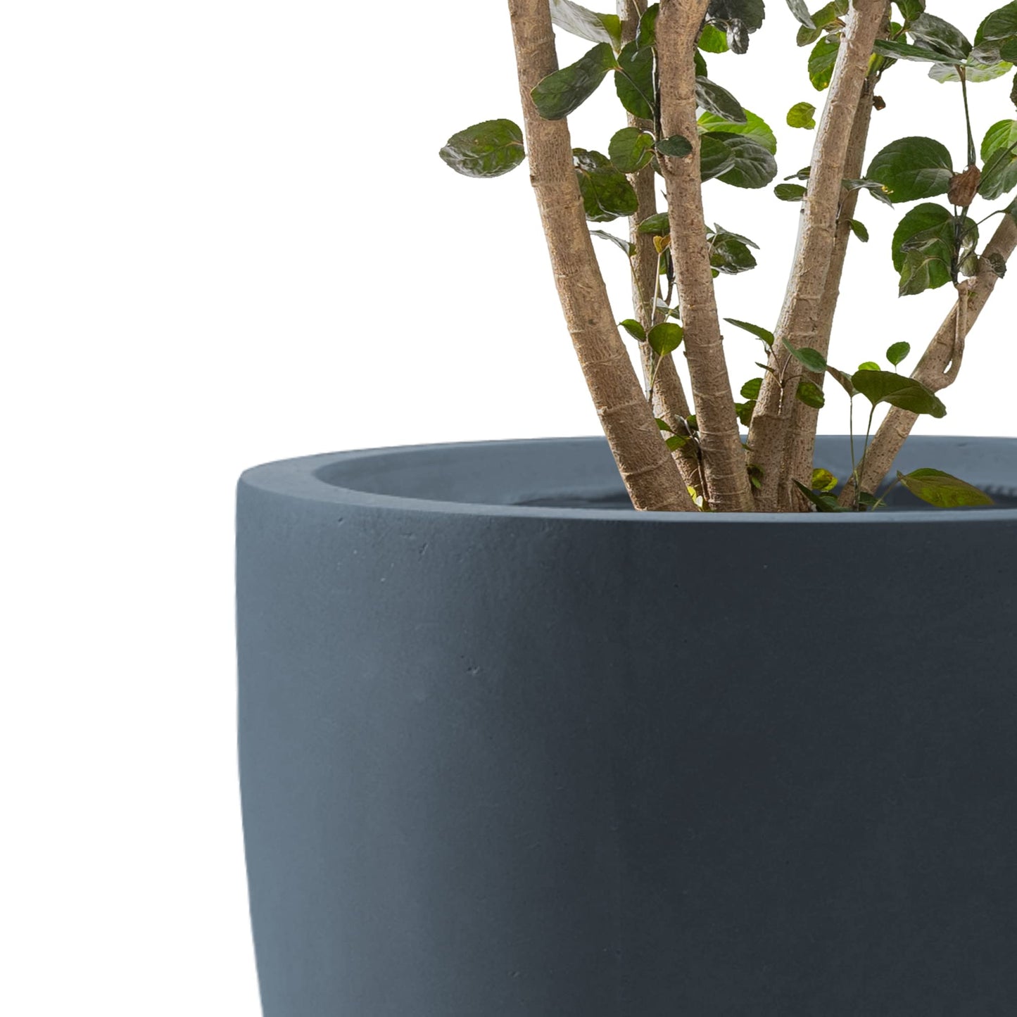 Kante 20",16.5",13.4" Dia Round Concrete Planters (Set of 3), Outdoor Indoor Modern Decorative Plant Pots with Drainage Hole & Rubber Plug for Home & Garden, Charcoal