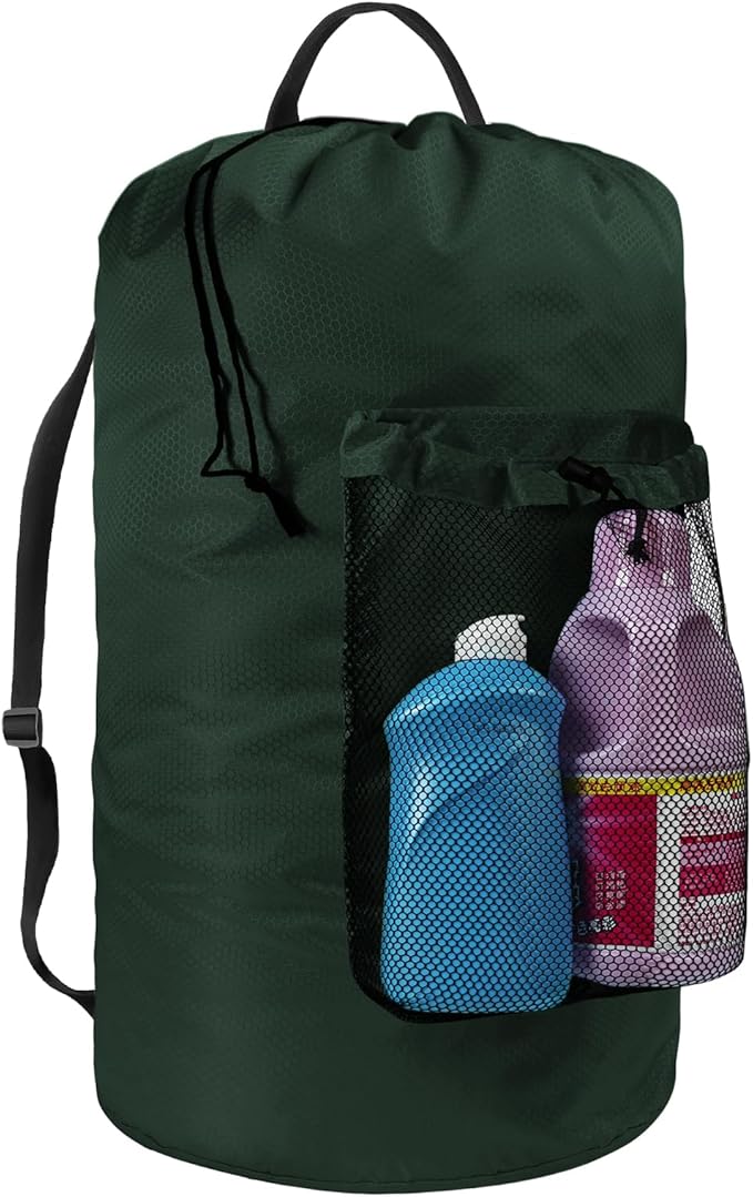 Laundry Bag with Shoulder Straps and Mesh Pocket Laundry Backpack Large