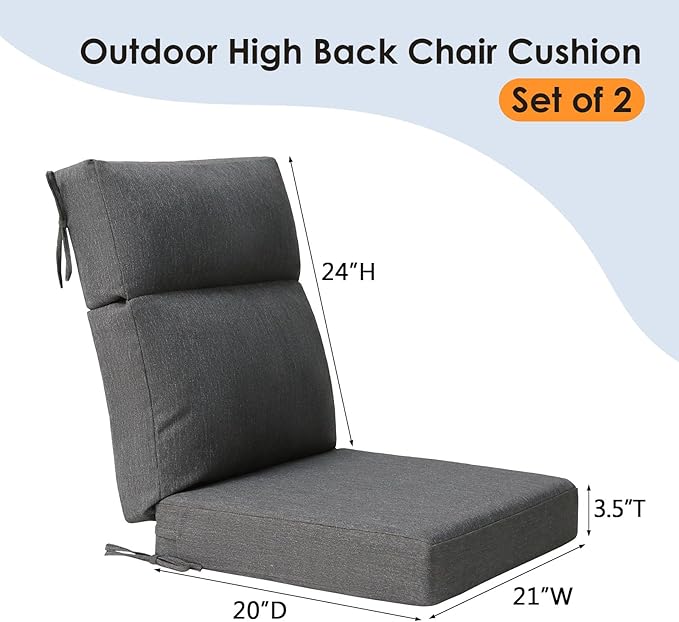 Unimatta Outdoor High Back Chair Cushion Seat Pads, 44 x 21 Inch