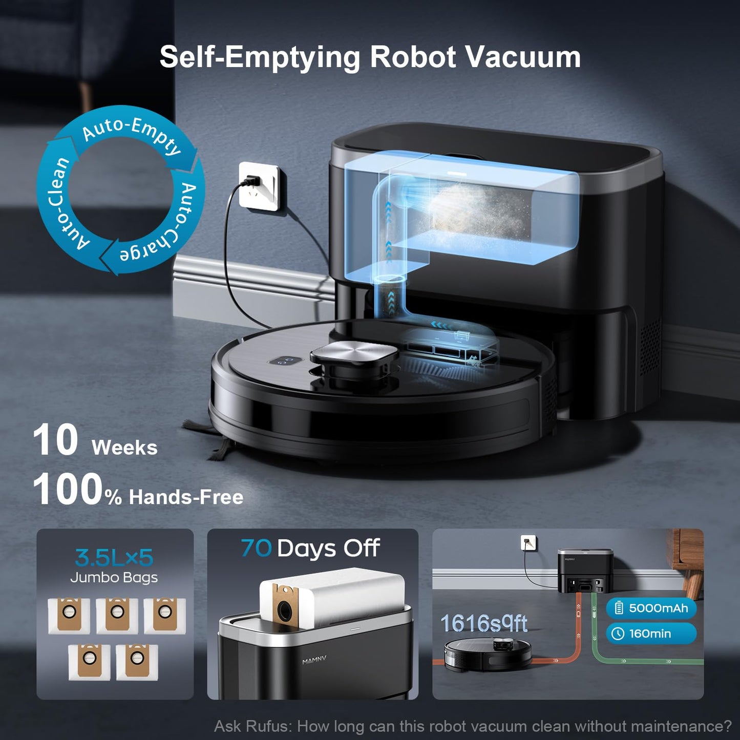 Robot Vacuum and Mop Combo, 2 in 1 Robotic Vacuum Cleaner with Schedule, App/Alexa/Voice Control, Slim 2.87", Self-Charging, 2300 Pa Suction & Long Runtime, Ideal for Hard Floor, Pet Hair, Carpet