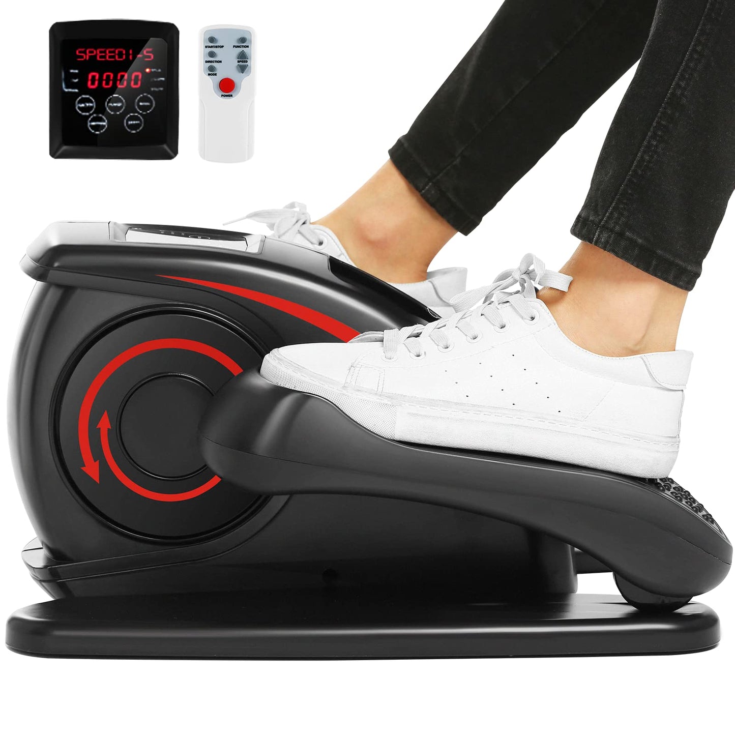 ANCHEER Under Desk Elliptical, Electric Ellipse Leg Exerciser While Sitting for Seniors Adults, Quiet Portable Motorized Seated Foot Pedal Exerciser with Remote Control for Home Office Use