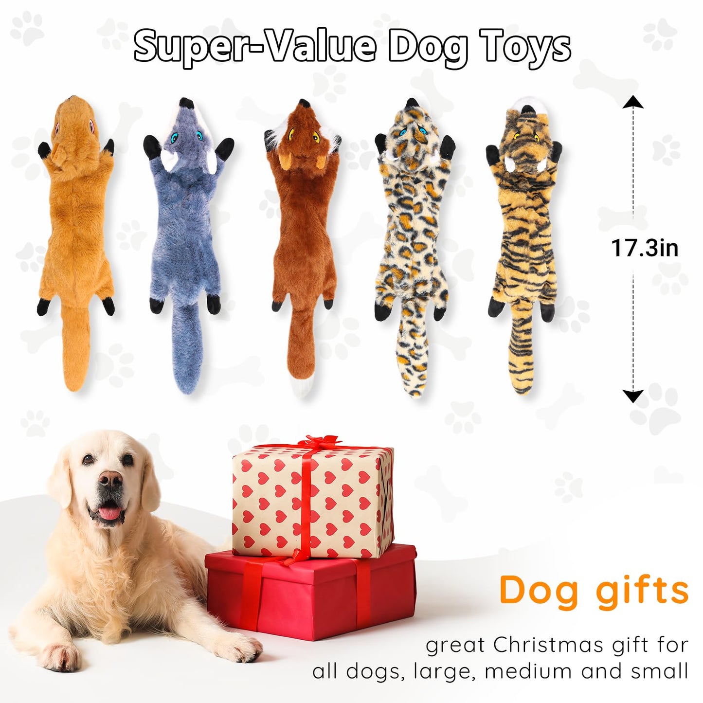 Newthinking No Stuffing Dog Toys, 5 Pack Squeaky Dog Toys Indestructible, Soft Plush Dog Toy for Small Medium Large Dogs