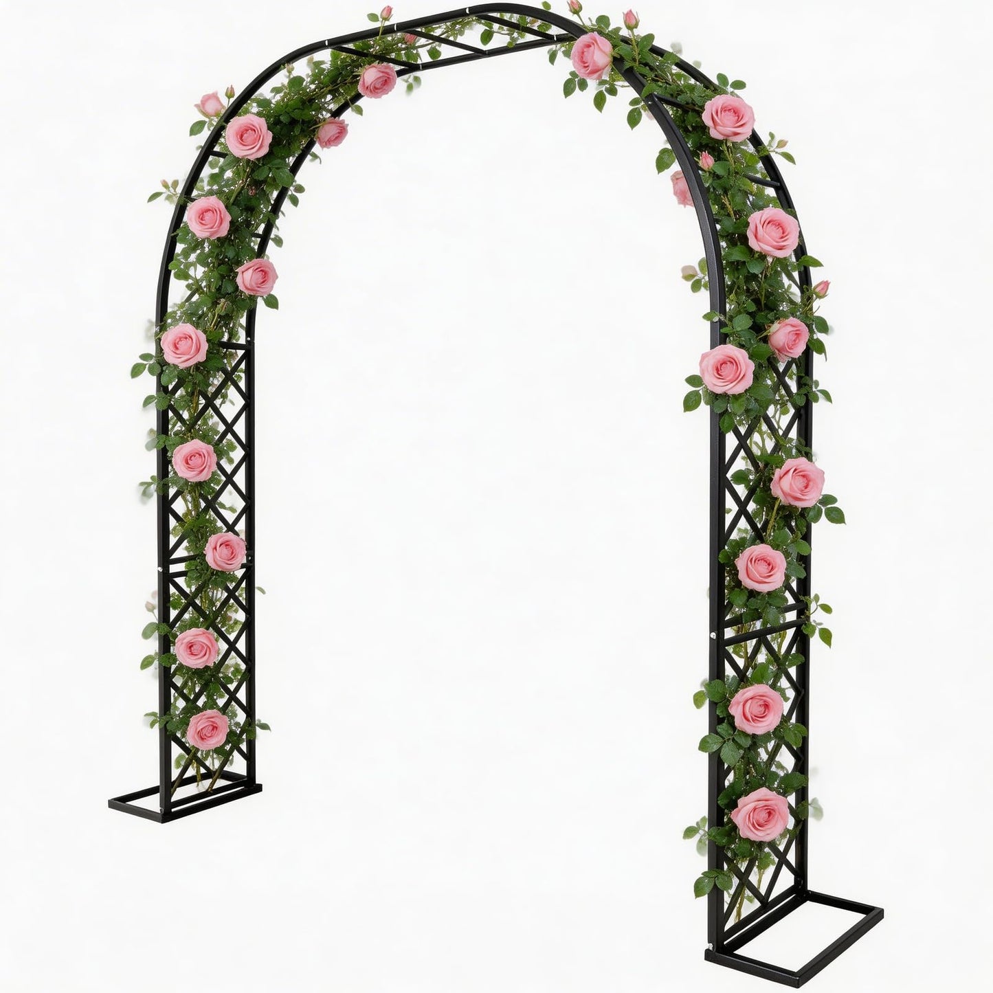 CDIWULDN Black Heavy Duty Metal Garden Arch Trellis 90.5" W x 94.5" H for Climbing Plants, Decorative Archway Wedding Arch Frame for Patio, Backyard, Patio, Lawn, Pathway