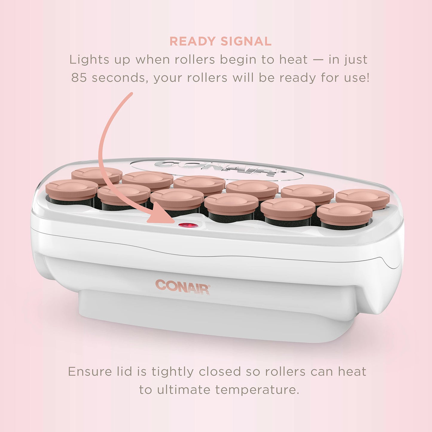 Conair Hot Rollers for Long, Medium & Short Hair, 12 Jumbo 1 ½" Heated Hair Rollers with Clips, Hot Curlers for Women, Volume & Curls, Amazon Exclusive, Black