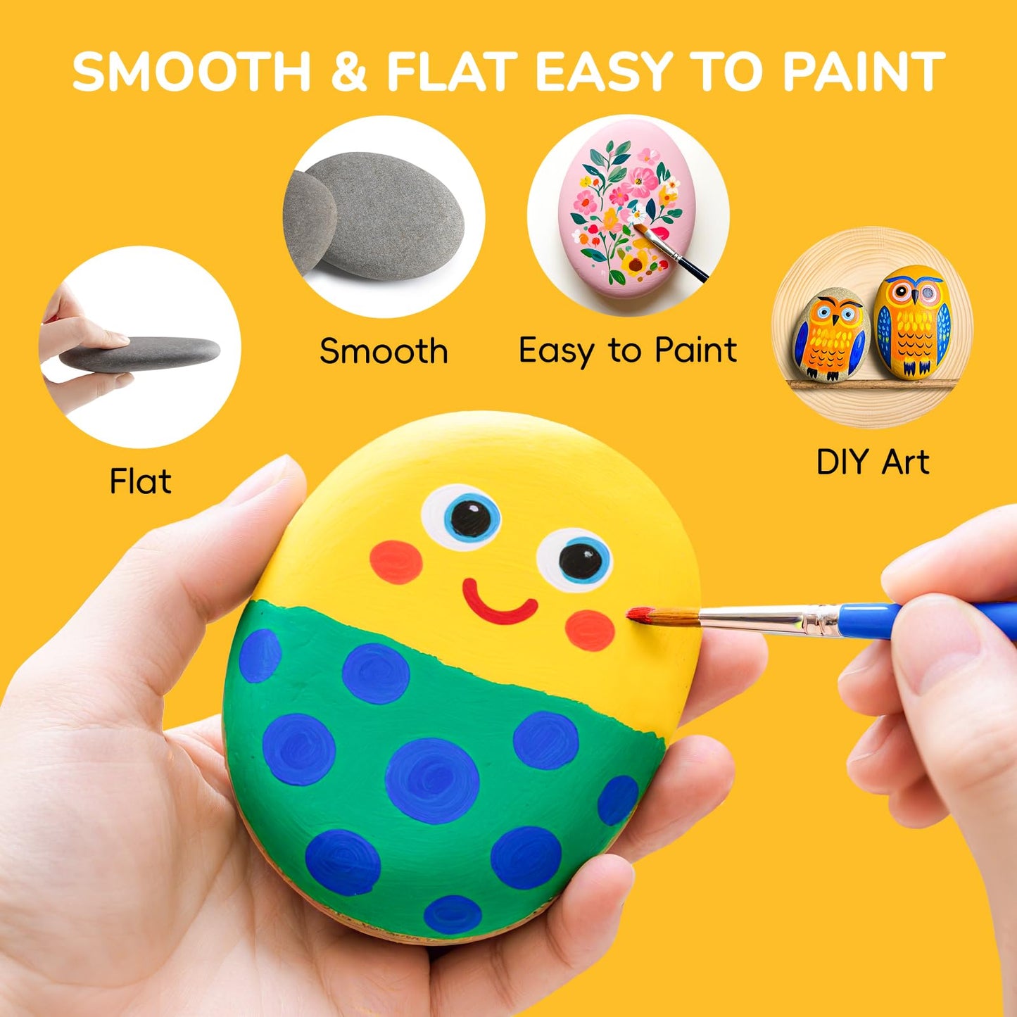 Simetufy Large Rocks for Painting 40 PCS 3.3-4.5Inch River Rocks for Painting, Rock Painting for Kids, Smooth and Flat Painting Rocks for DIY & Arts