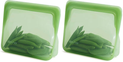 Stasher Premium Silicone Reusable Food Storage Stand-Up Mid Bag, Clear, Microwave, Sous Vide, Dishwasher, Oven and Freezer Safe, BPA Free, Leak-free, Eco-friendly, 56 Oz