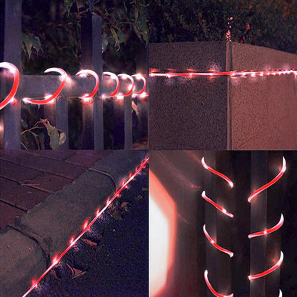 QITONG Solar Christmas Lights, 2 Pack Each 33ft 100 LED Red & White Candy Cane Rope Light Outdoor Waterproof, 8 Modes Fairy Lights in Clear Thin Tube