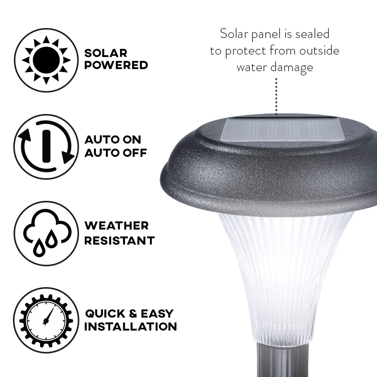 Solar Garden Lights for Outdoor – 10 Brightest Light Set - Transform Your Paths, Garden, Flowerbeds, Borders and Drive - Easy NO Wires Install - Double Waterproof Seal - Stylish Design and 30cm Tall