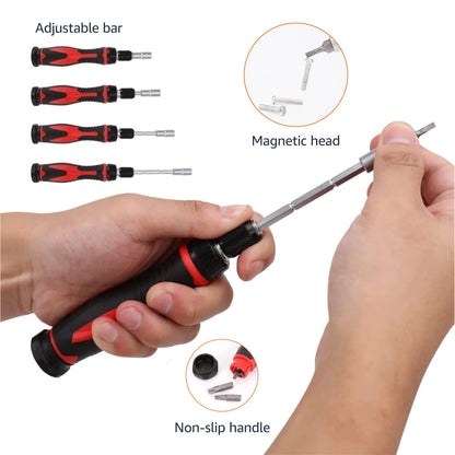 Amazon Basics Magnetic Ratcheting Wrench and Electronics Precision Screwdriver Set, 73 count (Pack of 1), Black, Red, Silver