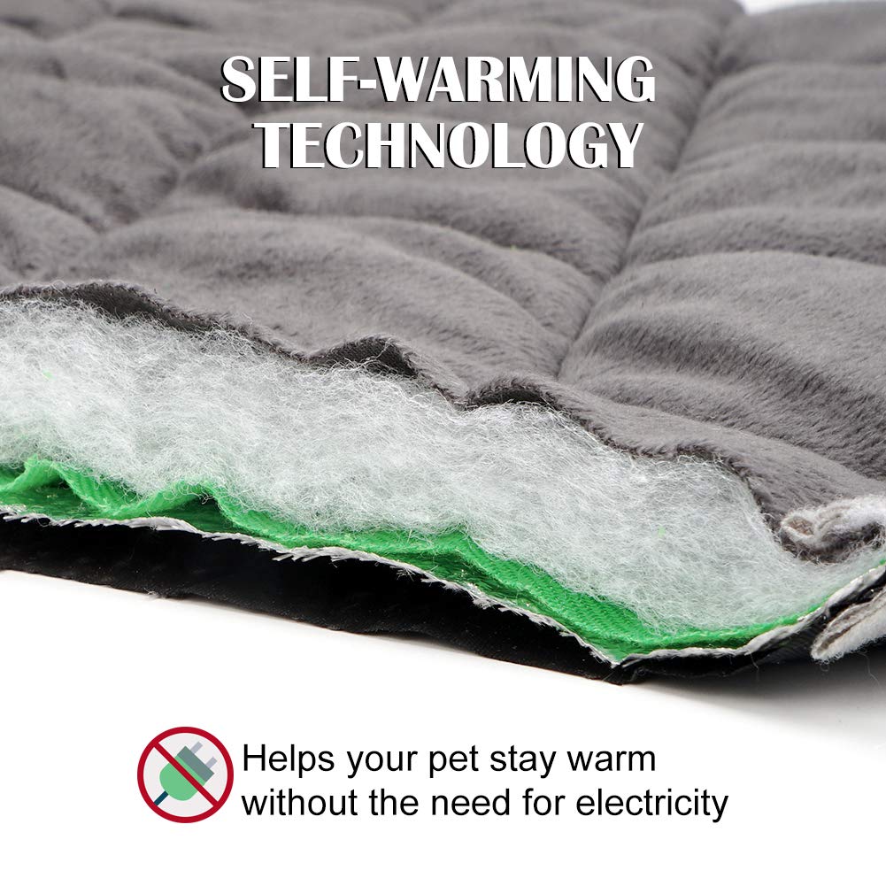 ULIGOTA Self Heating Pet Pad for Cats and Dogs No Electric Self-Warming Thermal Mat for Pet Bed/Crate - 70x48cm